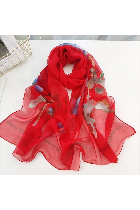 Chiffon Scarfs for Women Lightweight Floral Pattern Scarf Sunscreen Shawl Fashion Wraps for Spring Summer