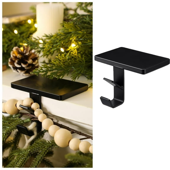 Homesteed Christmas Stocking Holders for Mantle 2 in 1 Metal Fireplace Garland Hanger Heavy Duty Christmas Stocking Hooks for Holiday Decor