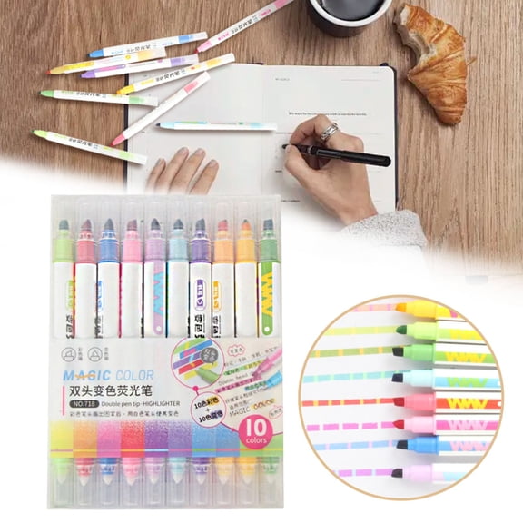 Homesteed Erasable Highlighters Color Changing Aesthetic Highlighter Pens No Bleed Pastel Markers for Bible Journaling Note Taking 10pc