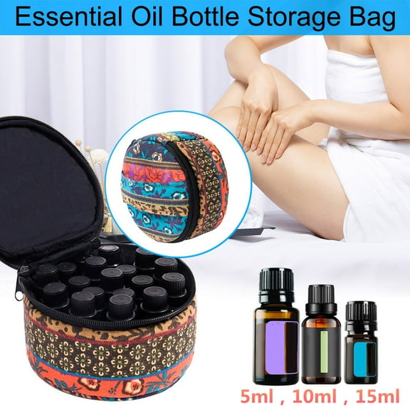 Homesteed Essential Oil Organizer Storage Case Round Essential Oil Holder Carrying Bag for Travel High Density Foam Essential Oil Storage