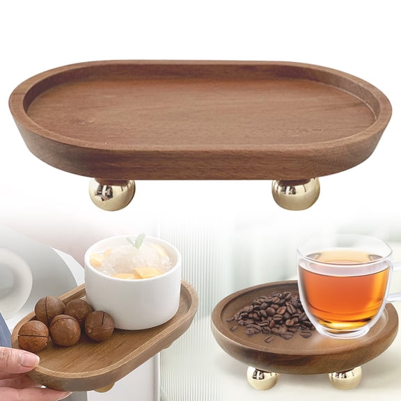 Homesteed Farmhouse Kitchen Decor Wood Riser Pedestal Stand Decorative Tray for Bathroom Countertop Coffee Bar Accessories Wooden Cake Stand