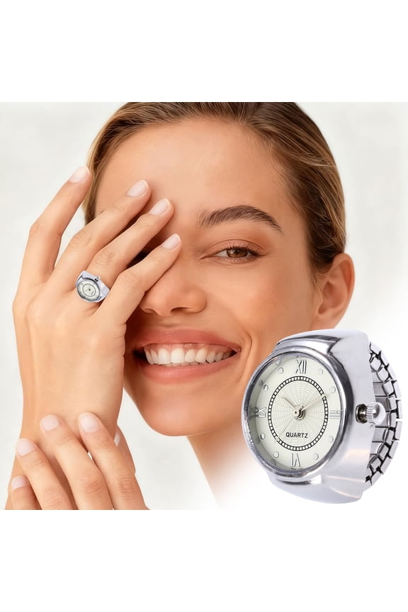 Finger Ring Watch For Men And Women Elastic Adjustable Quartz Round Dial Stylish Timepiece Perfect Gift For Birthdays And Holidays