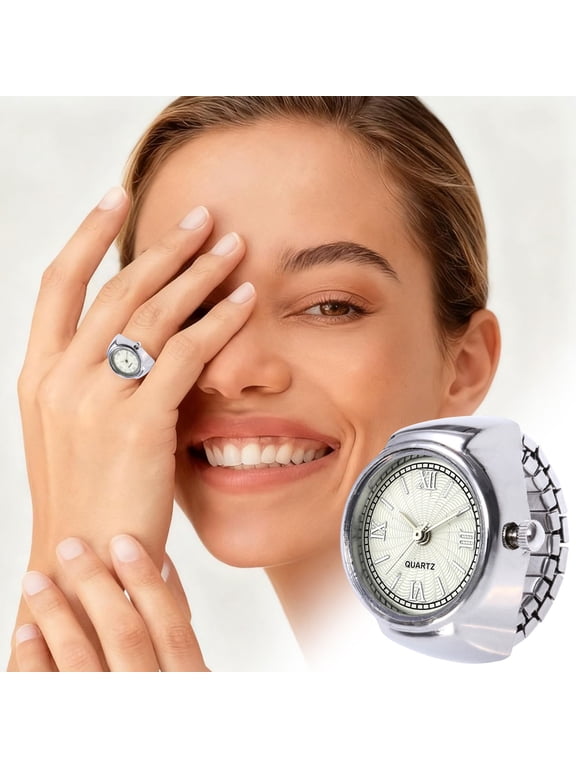 Finger Ring Watch For Men And Women Elastic Adjustable Quartz Round Dial Stylish Timepiece Perfect Gift For Birthdays And Holidays