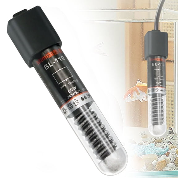Homesteed Fish Tank Heater Aquarium Heater Small Tank Heater Turtle Tank Heater Submersible Cylindrical Preset 26C Thermostat Overheat Protection