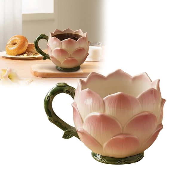 Homesteed Flower Ceramic Coffee Mug 3D Floral Tea Cup Cute Pottery Drinkware Best Gift for Women Mother's Day Birthday Home Kitchen Decor