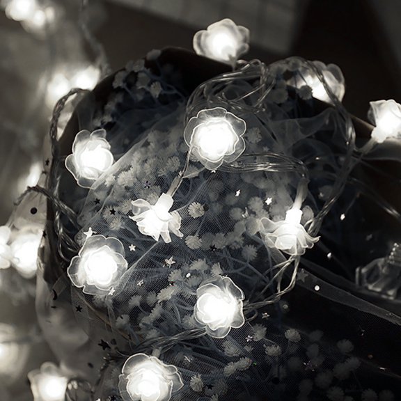 Homesteed Flower String Lights Rose Garland Battery Operated LED Rose Fairy Lights for Valentine's Day Wedding Party Bedroom Home Decor