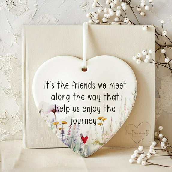 Homesteed Friendship Heart Ornaments Keepsake Gift for True Friends Christmas Tree Decorations 3.2 Inch Acrylic Heart Ornament