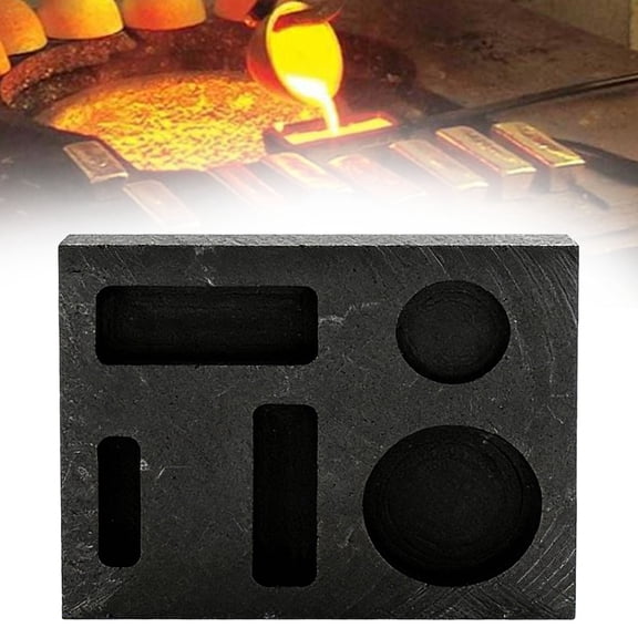 Homesteed Graphite Ingot Mold 5-Hole Crucible for Melting Casting Gold Silver Copper Aluminum Metal Casting Kit for DIY Ornaments