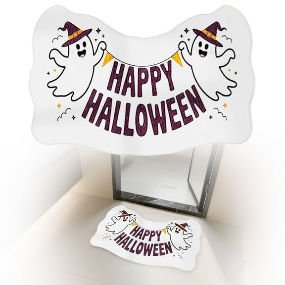 Homesteed Halloween Room Rug Witch Hat Ghost Area Mat Soft Washable Gothic Home Decor Style A