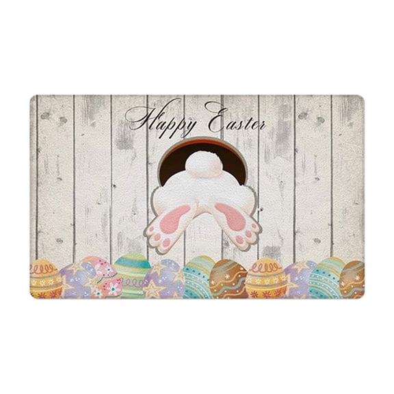 Homesteed Happy Easter Doormat Spring Door Mat Non-Slip Comfort Standing Mat Kitchen Floor Rugs for Home Entryway Decor