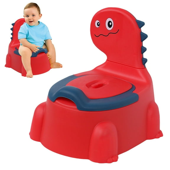 Homesteed Kid Potty Toilet Cartoon Dinosaur Toddler Training Chair with Non-Slip Base Tissue Dispenser and Guard for Kids