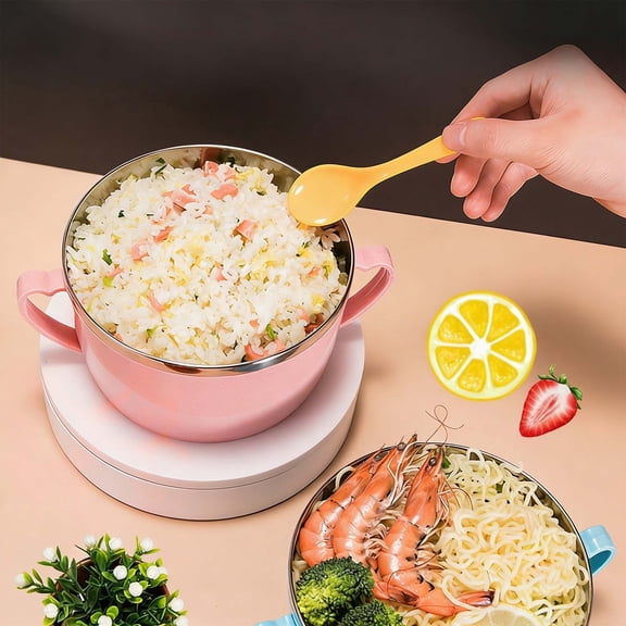 Homesteed Large Ramen Bowl with Lid Handles Thermal Insulated Noodle Soup Bowls Portable Lunch Container for Office Work Picnic Travel
