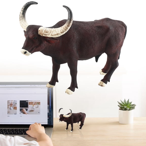 Homesteed Lifelike Water Buffalo Model Wild Animal Figurines Realistic Bison Toy Animals Desktop Ornament for Home Living Room Study Decor