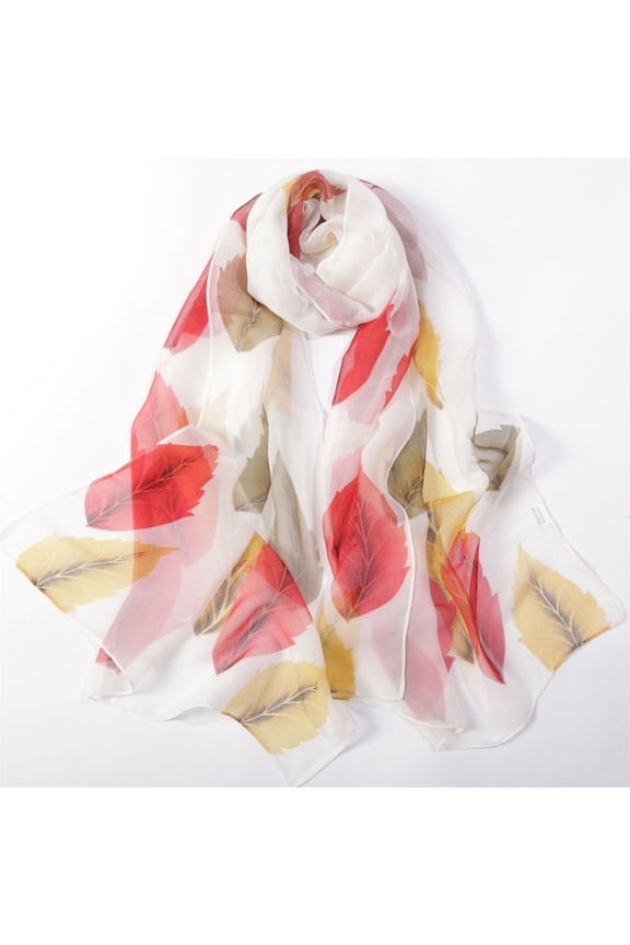 Lightweight Print Floral Pattern Scarf Silk Scarves For Women Chiffon Sunscreen Shawl Fashion Scarves And Wraps For Spring Summer