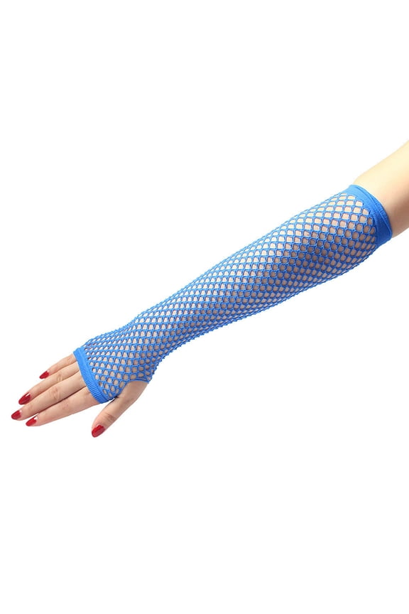 Long Fingerless Fishnet Lace Gloves High Elasticity Nylon Mesh Arm Warmers for Cosplay Costume Party Festival Rave Accessories