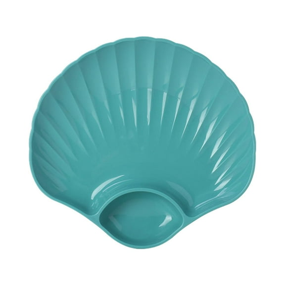 Homesteed Multi-purpose Snack Plate Divided Serving Tray Fruit Platter with Dip Sauce Holder for Party Chips and Dip Serving Dish Shell Shape