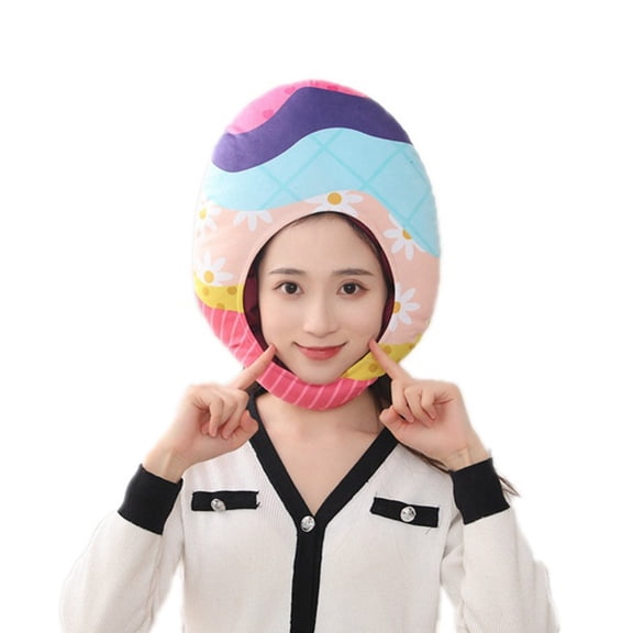 Homesteed Plush Easter Egg Hat Novelty Cosplay Costume Accessory Funny Party Prop for Masquerade Festival and Holiday Photo Shoot