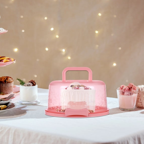 Homesteed Portable Cake Box Cupcake Holder Container Round Cake Carrier with Locking Lid for Transport and Storage