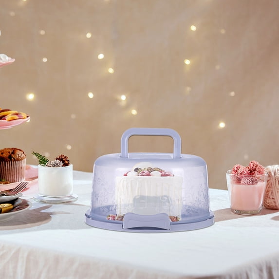Homesteed Portable Cake Box Cupcake Holder Container Round Cake Carrier with Locking Lid for Transport and Storage