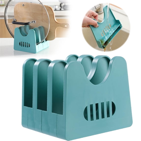 Homesteed Pot Lid Organizer Foldable Pot Lid Holder and Pan Rack for Kitchen Cabinets Countertops Bakeware Plates and Cutting Boards