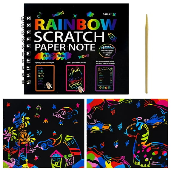 Homesteed Rainbow Scratch Paper Scratch Art for Kids Kids Craft Kit Scratch Notebooks Colorful Rectangular Magic Art Set