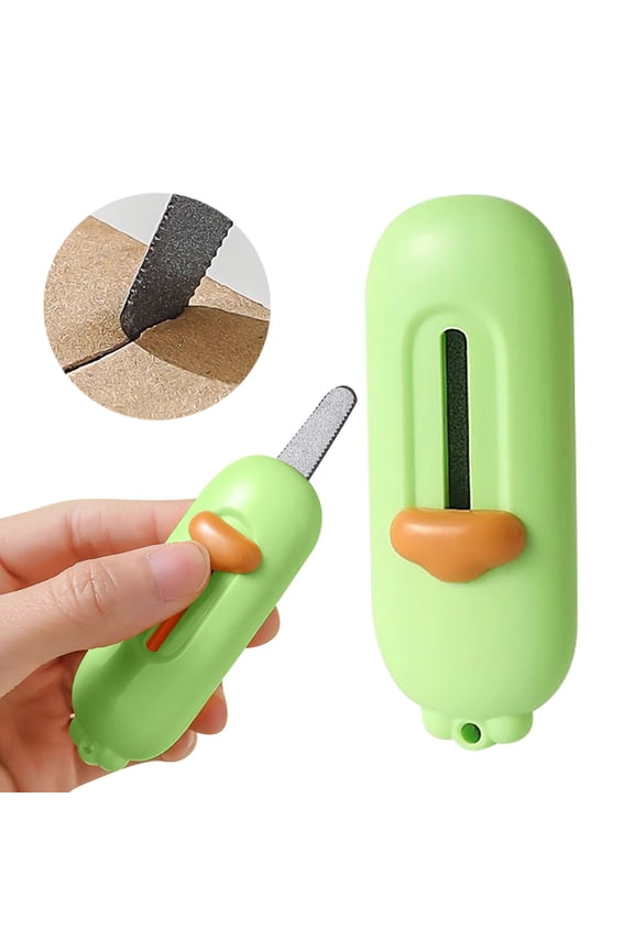 Retractable Mini Box Cutter Cute Letter Opener with Magnet for Keychain Mail Envelope Opener Package Opener for Office Green