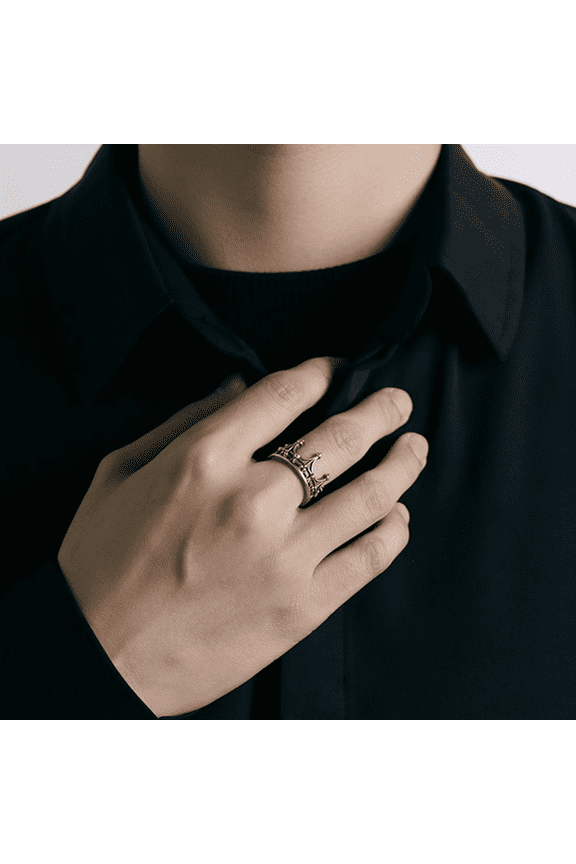 Retro Crown Rings for Men Women Gothic Style Promise Ring for Couples Vintage Statement Band Jewelry Gift