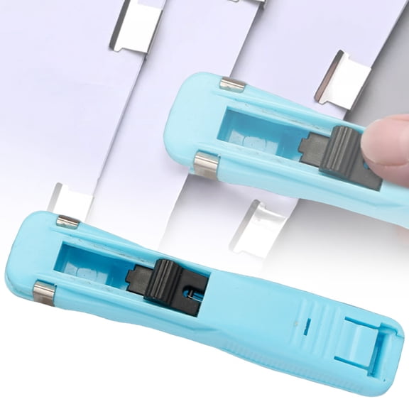 Homesteed Reusable Push Clip Stapler Portable Binder Clip Stapler Handheld Paper Clam Clip Dispenser for Easy Paper Binding and Organization