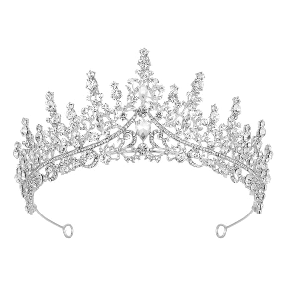 Homesteed Rhinestone Tiara Bridal Wedding Crown Headband Princess Elegant Hair Accessories with Combs for Prom Birthday Pageant