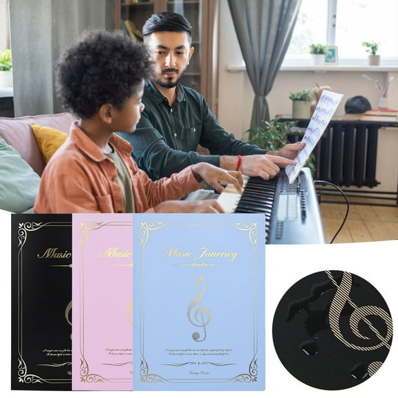 Homesteed Sheet Music Folder Writable Music Binder Black Gold 30 Pages Choir Folder Piano Accessories For Stage