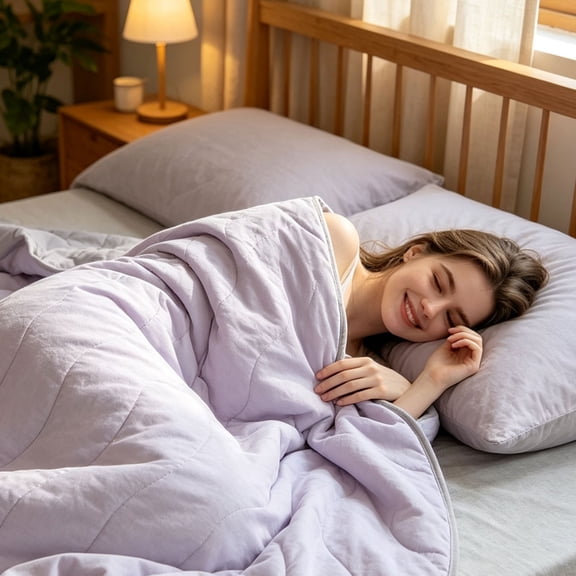 Homesteed Silky Cooling Comforter Lightweight Summer Quilt Breathable Ice Blanket Washable Bed Throw Hot Sleepers Twilight Violet 200x230cm