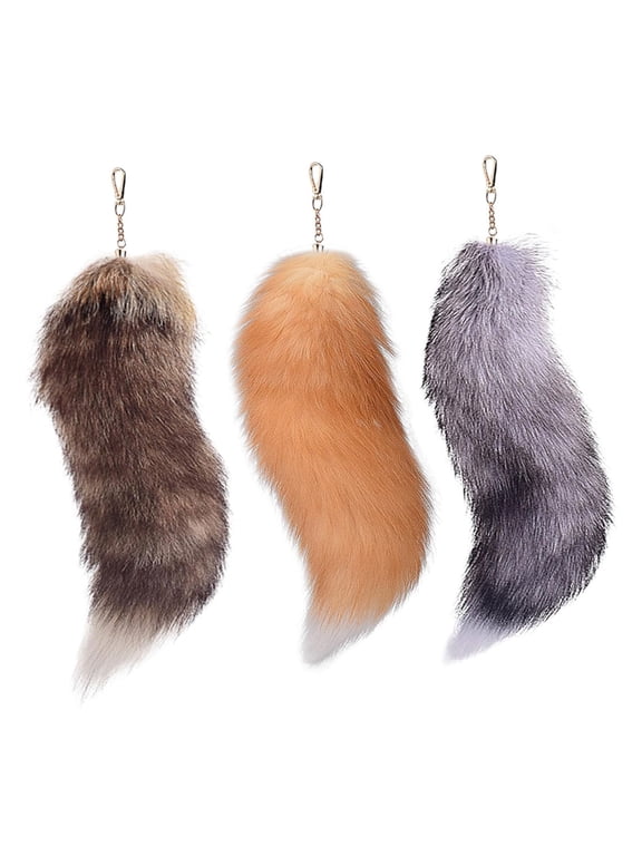 Simulation Fox Tail Keychain Furry Tail Key Chain for Handbag Backpack Halloween Costume Accessory