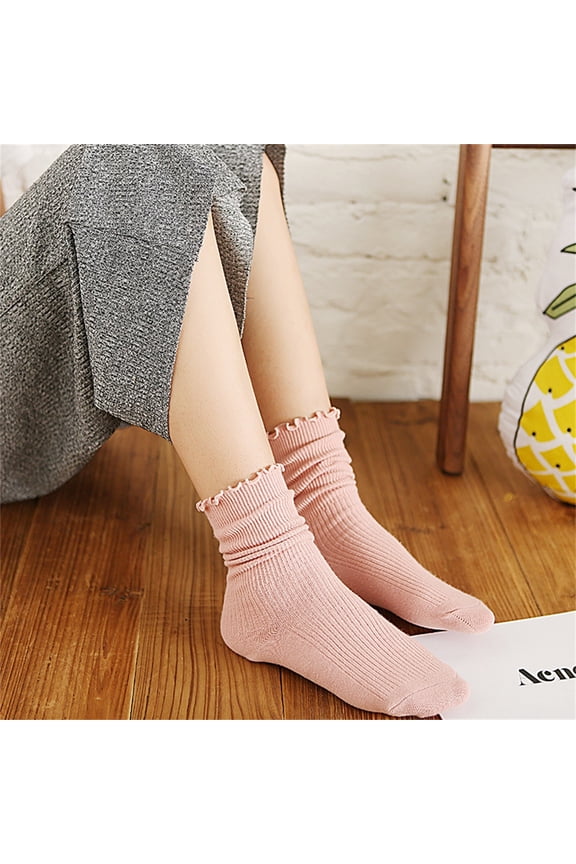 Slouch Socks Cotton Crew Socks Ruffle Frilly Slouchy Boot Socks Breathable Comfy Athletic Casual Cozy Gift Packed Stacked Socks