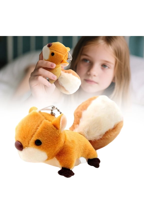 Squirrel Plush Keychain Stuffed Animal Toy Soft Bag Charm Pendant Cute Hanging Decor for Kids Family Matching Keychains