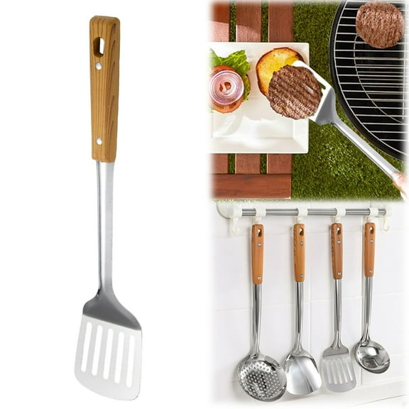 Homesteed Stainless Steel Cooking Utensils Set 1pc Ergonomic Handle Spatula Ladle Slotted Spoon for Daily Kitchen Restaurant Use