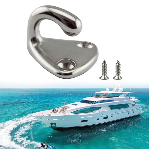 Homesteed Stainless Steel Tarpaulin Hooks Heavy Duty Screw In Eyelets Tie Down Hooks for Trailer Boat RV Camper Outdoor Fasteners Silver