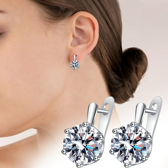 Homesteed Sterling Silver Hoop Earrings for Women Lightweight Zircon Fashion Earrings Classic Daily Wear Wedding Gift