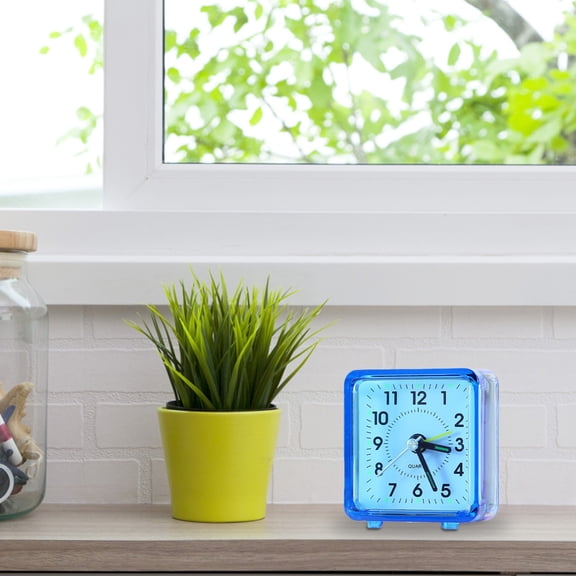 Homesteed Transparent Alarm Clock Silent Quartz Desk Clock Loud Alarm for Heavy Sleepers Portable Battery Operated Analog Travel Clock