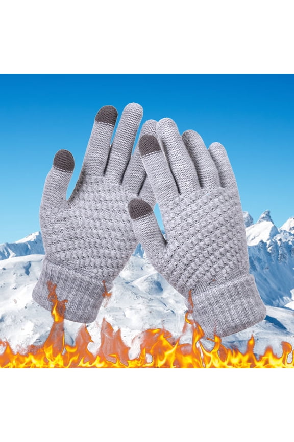 Unisex Touchscreen Knitted Winter Gloves Warm Snowflake Pattern Texting Mittens For Adults Cold Weather