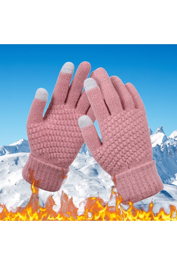 Unisex Touchscreen Knitted Winter Gloves Warm Snowflake Pattern Texting Mittens For Adults Cold Weather