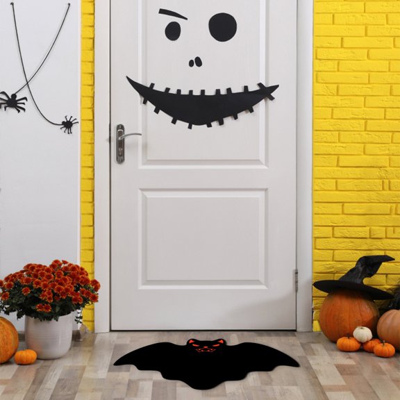Homesteed Unwelcome Bat Doormat Gothic Halloween Rug Funny Entrance Mat for Front Porch Outdoor Indoor Home Decor