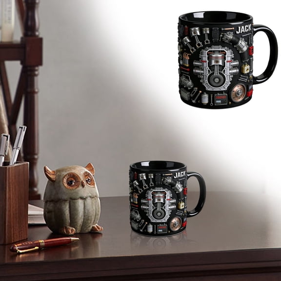 Homesteed V8 Engine Coffee Mug Personalized Car Engine Disassembly Cup Mechanic Gifts for Men Technical Art Mechanical Engineering Passion