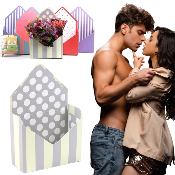 Homesteed Valentine Envelope Box Red Flower Bouquet Folding Paper Gift Box for Wedding Birthday Festival 1 pc