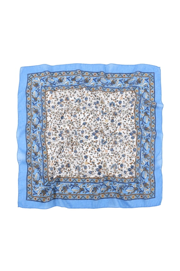 Womens Floral Print Square Scarf Vintage Hair Bandana Cotton Blend Neckerchief Wrap Travel Headscarf Everyday Accessory
