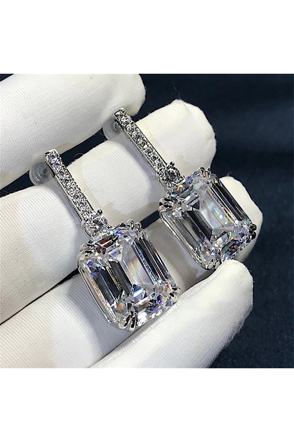 Zircon Earrings Square Stud Earrings for Women Fashion Sparkling Elegant Jewelry for Daily Wear and Parties