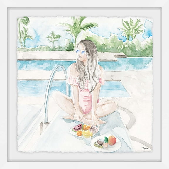 Modern Wall Art Canvas Prints 12" Pool Framed Painting - Large Home Decor