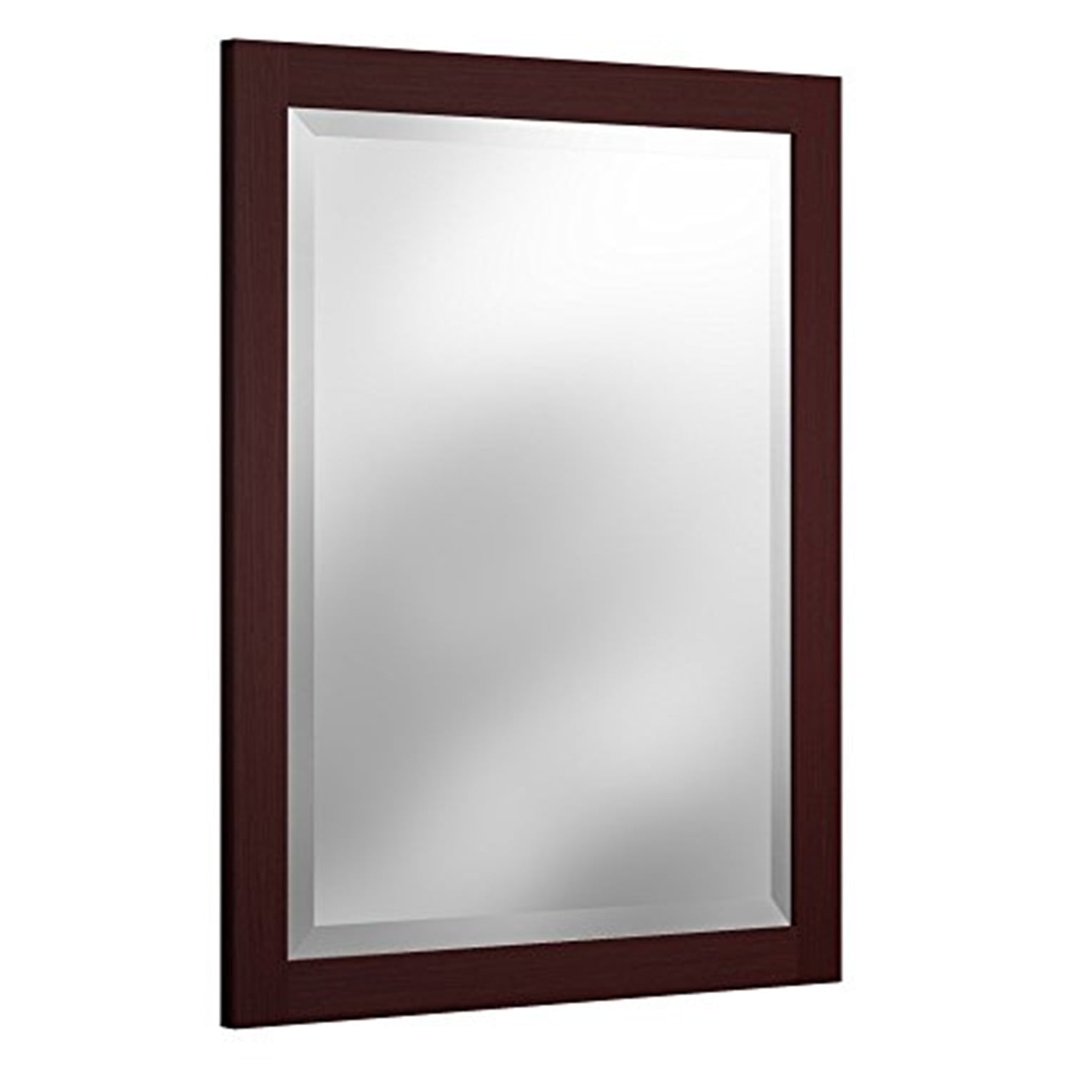 Espresso Beveled Glass 24" x 30" Wood Bathroom Vanity Mirror