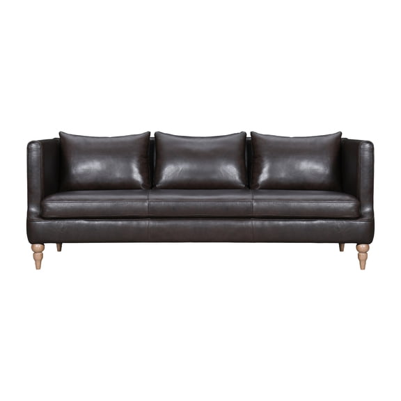 Modern Leather Sofa 85 InchComfortable Living Room Couch - Dark Brown