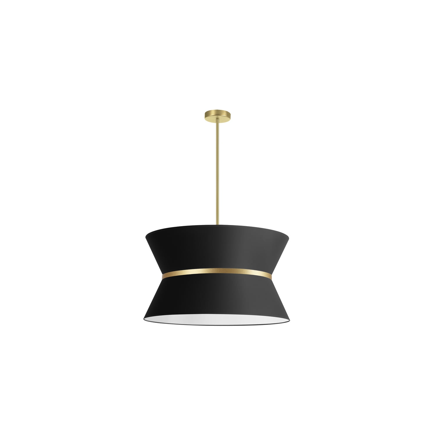 Aged Brass Drum Pendant Light with Black and Gold Shade