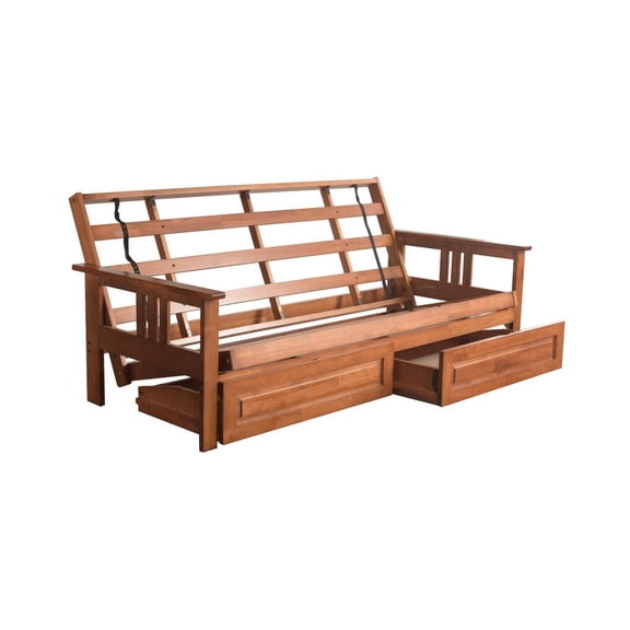 Asian Allure Fusion Futon Wood Frame Classic Style with Mission Style Arms with Solid Pattern with Foldable Feature for Lounge Room with Tight Back